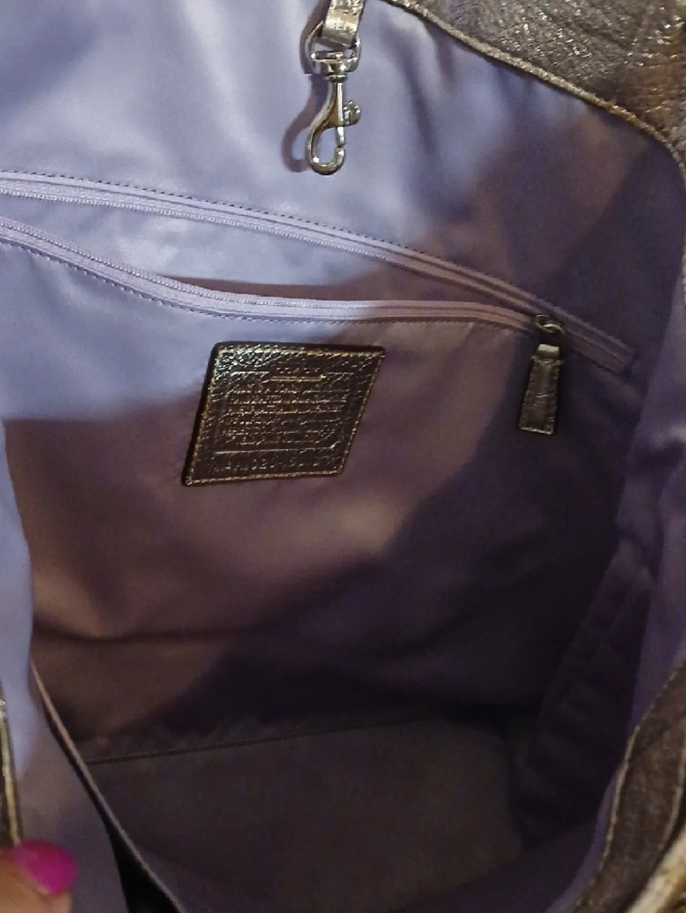 Coach Metallic Gold and Beige Signature Tote - Picture 2 of 8